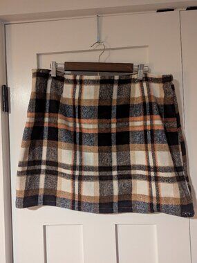 Blue and Orange Plaid Mini Skirt Size XL